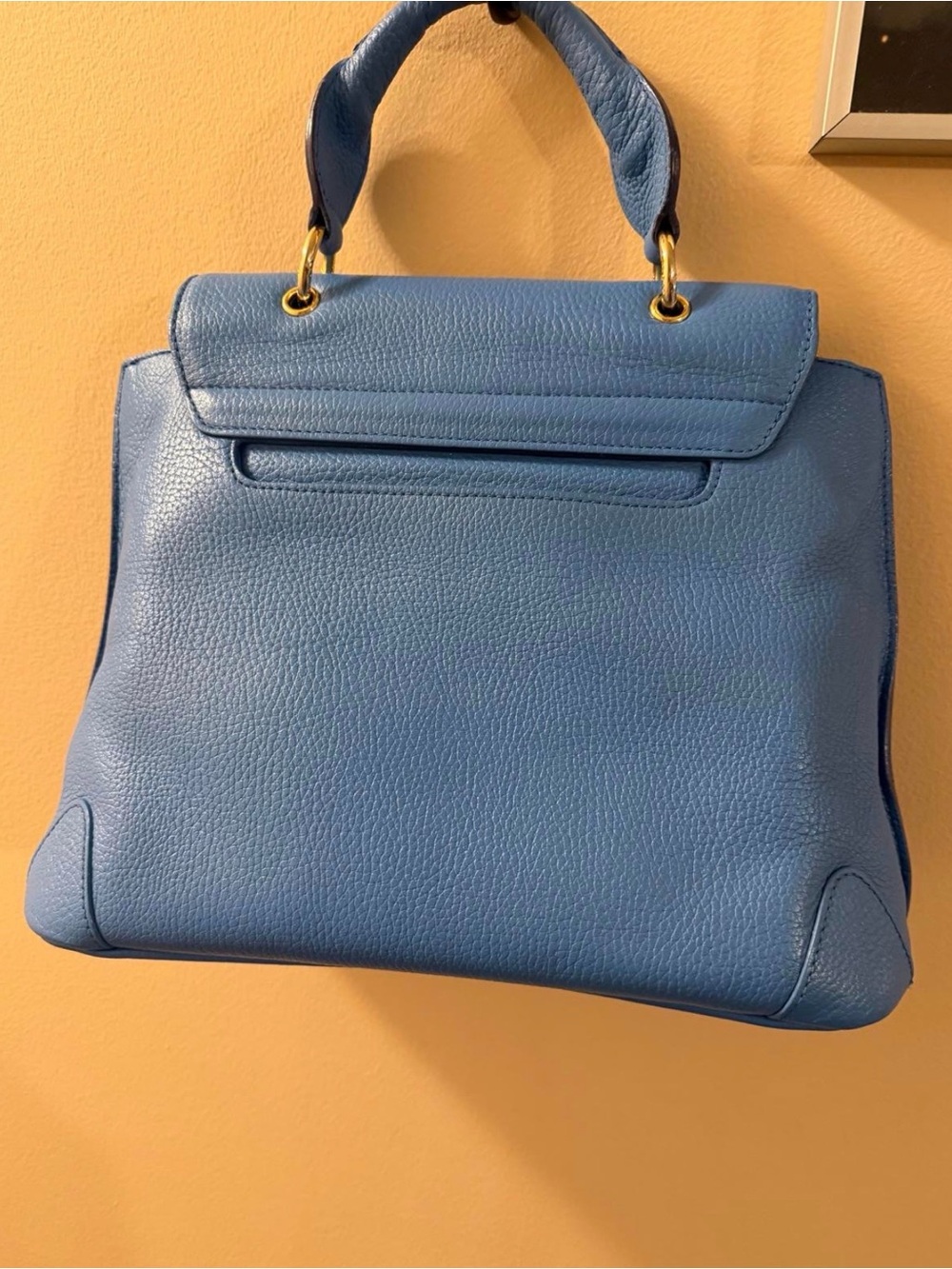 MCM Blue Leather Top-Handle Satchel Bag with crossbody strap - Picture 2 of 7